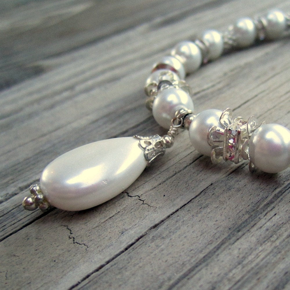 Pearl Bracelet June Birthstone Wedding Bracelet Silver Jewelry Crystal Jewellery Handmade Bride Gifts Glam Teardrop Charm Box Clasp B-L