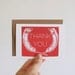 Feather Thank You cards, tomato red, folded 4bar notecards