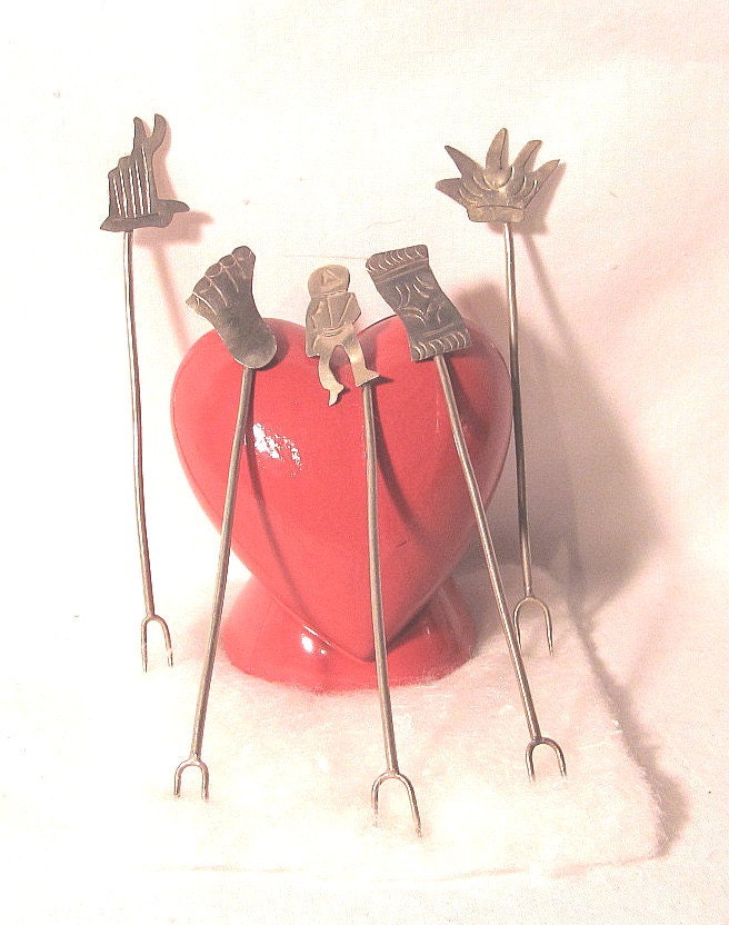 Vintage Whimsical Alpaca Silver Cocktail Forks - Small but Efficient