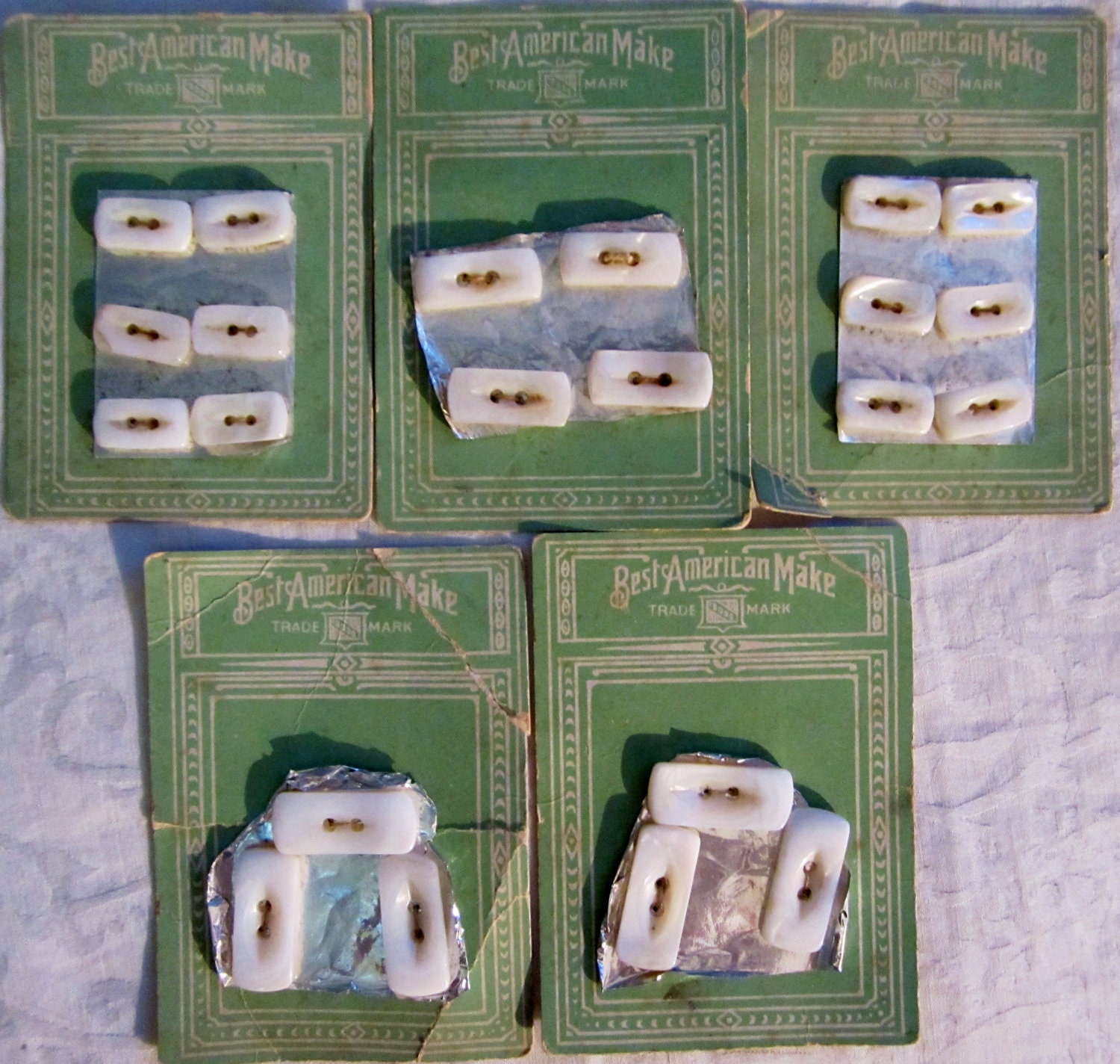 Antique Carved Shell Buttons on Original Cards-Mother of Pearl-Set of 22-3 Sizes