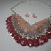 One of kind 3 Layer Tri -tone Pastel Bib Necklace and Earrings /One of a kind Beaded Statement Necklace and Earrings