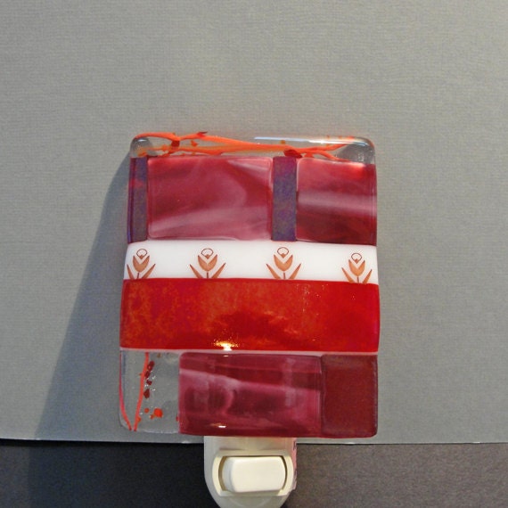 Fused Glass Night Light  - Red Home Decor Lighting Housewares Fixture