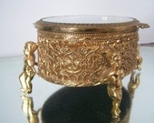Vintage Ormolu Gold Gilt Trinket Box Jewelry Box
