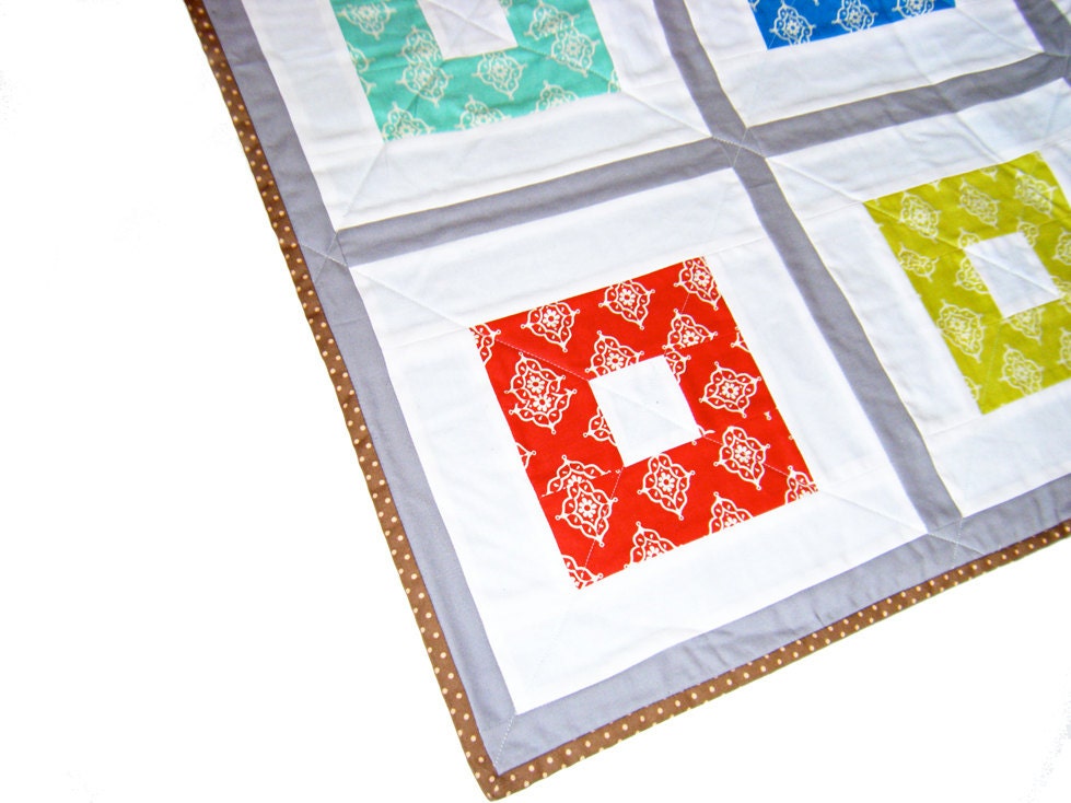 Baby Quilt - Crib Quilt - Toddler Blanket, Play Mat, Patchwork Throw - Moda fabric