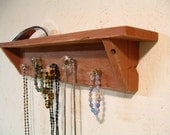 Rustic Wooden Key Rack,  Necklace Organizer, Wall Shelf with Vintage Bottle Stoppers