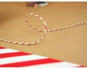 CHRISTMAS Bakers Twine- Red, Green and White Striped Twine Cotton String 240 Yards