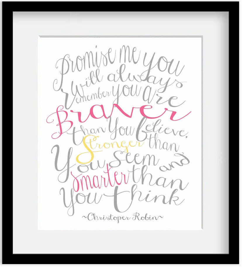 Always Remember Christopher Robin Winnie The Pooh Inspired. Girls. 11x14" Art print.