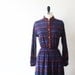 Vintage Japanese Dress Vintage Dress Ikat Navajo Dress Midnight Blue Dress 70s Dress