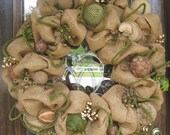 30" Natural Jute BURLAP and MOSS WREATH