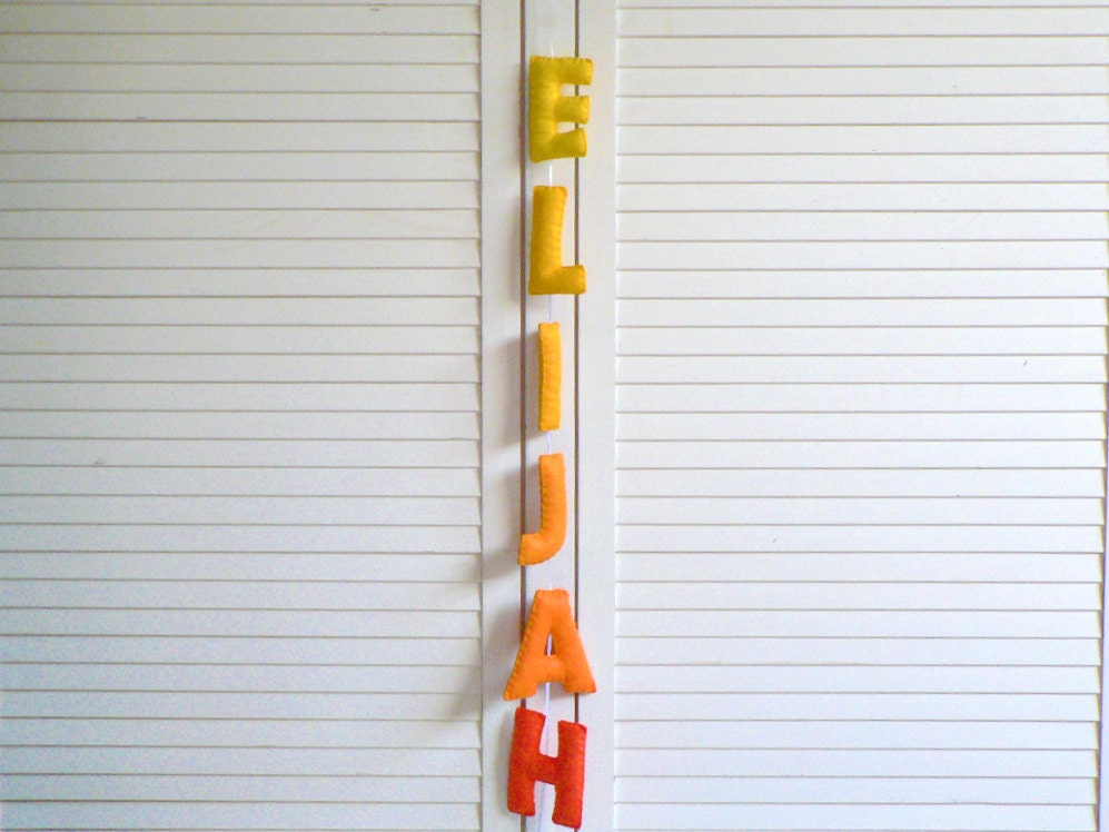 Personalized felt name banner - custom made wall art children decor - made to match bedroom colors