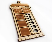 Police Box METRIC Knitting Needle Gauge, Laser Cut Wood, Sizes 2 to 11, Ruler