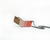Small Chevron Necklace  Wooden Necklace Geometric Necklace Double Sided Coral
