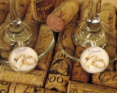 Bride and Groom Wine Charms - choose ring style and color
