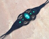 Black Turquoise Bracelet/ Macrame Bracelet/ Macrame Jewelry/ Peruvian Jewelry/ Turquoise Gemstone/ Healing Stone
