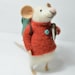 Little Traveler Mouse - unique - needle felted ornament animal, felting dreams made to order