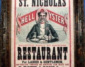 Restaurant Ad Art Print from 1873 on Parchment Paper