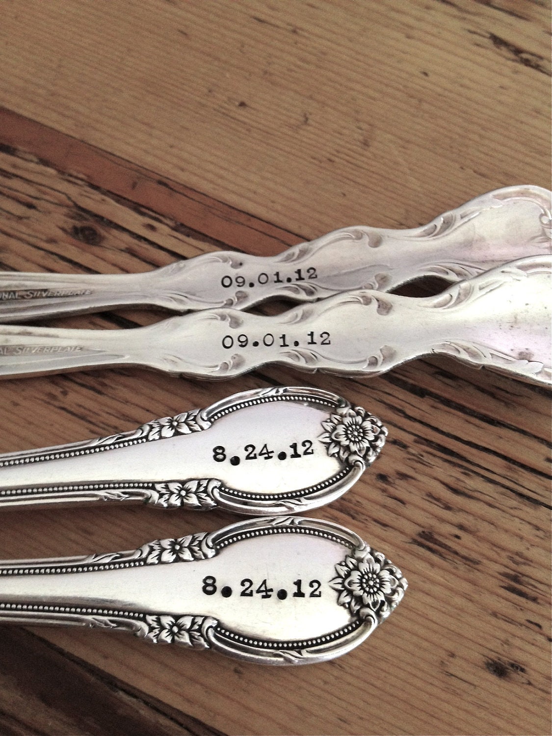 I Do, Me Too Fork Set  - Hand Stamped - Personalized with your Wedding Date - Vintage Wedding - Custom, Personalize