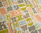 Original Fabric, Woodtype Alphabet, Fat Quarter, Robert Kaufman Kona Cotton, Gray Pink, Shabby, Cottage
