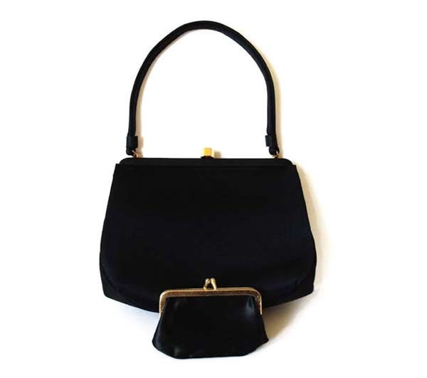 Coblentz Black Vintage Designer Handbag Mad Men Kelly Bag