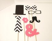 Mini Set  Booth Props - Wedding Photo Props - Black Chevron or Color of your choice