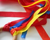 Twirli-kidz Hand Kite/Dance Streamer, Silk waldorf toy in Red, Blue, Orange and Yellow