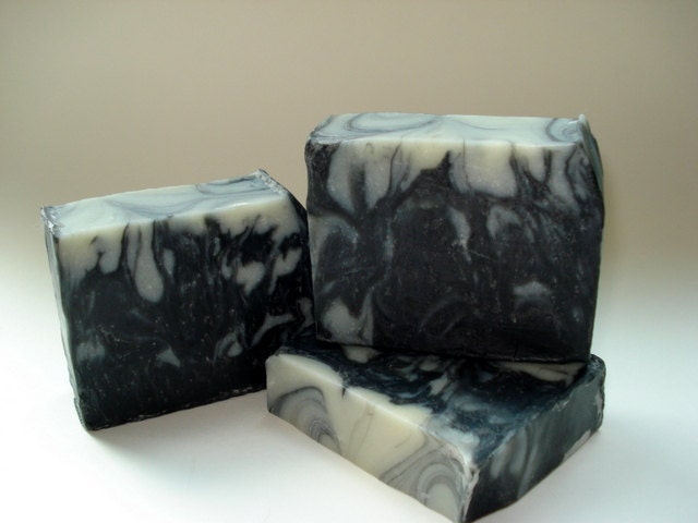 Activated charcoal soap with tea tree and lavender. Cold process soap. Vegan, handmade and all natural soap.