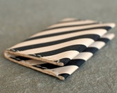 Leather Folded Card Case / Wallet - Navy Stripe