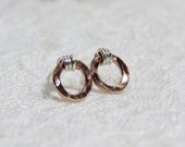 Rose Gold tiny Circle Ear post. Rose Gold circle. Simple Earrings. Modern Earrings