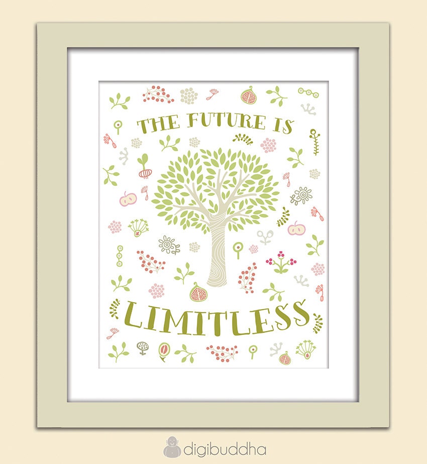 Nursery Art Print The Future Is Limitless Poster Kids Room Nursery Wall Art 8x10 Playroom Art Wall Decor Premium Print