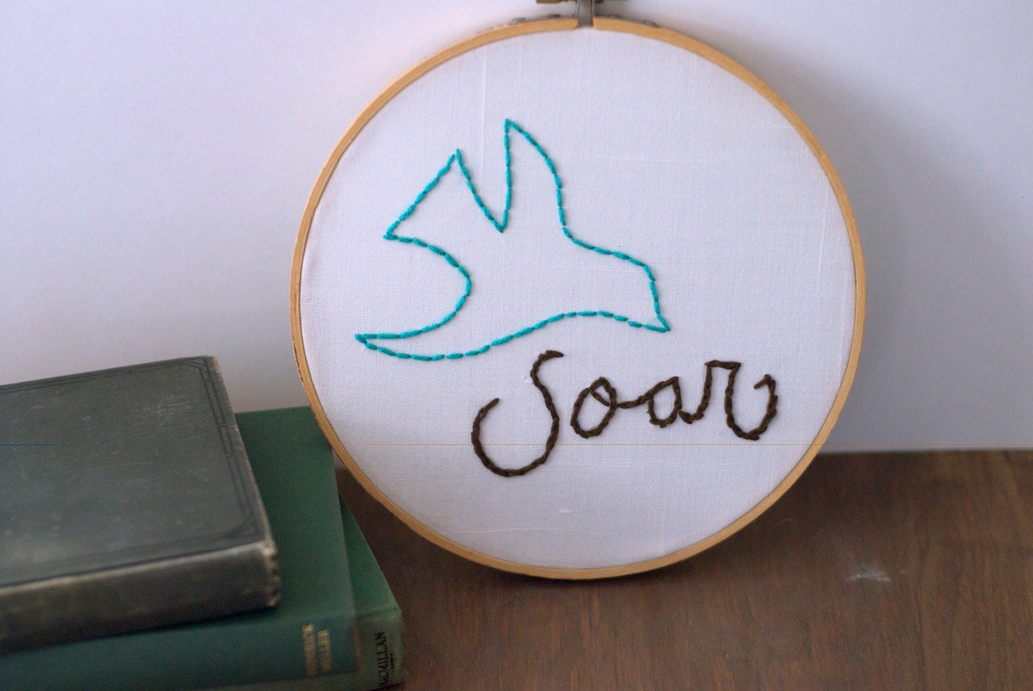 Soar: Embroidery Hoop Wall Art. Inspirational. 8" Vintage Hoop.