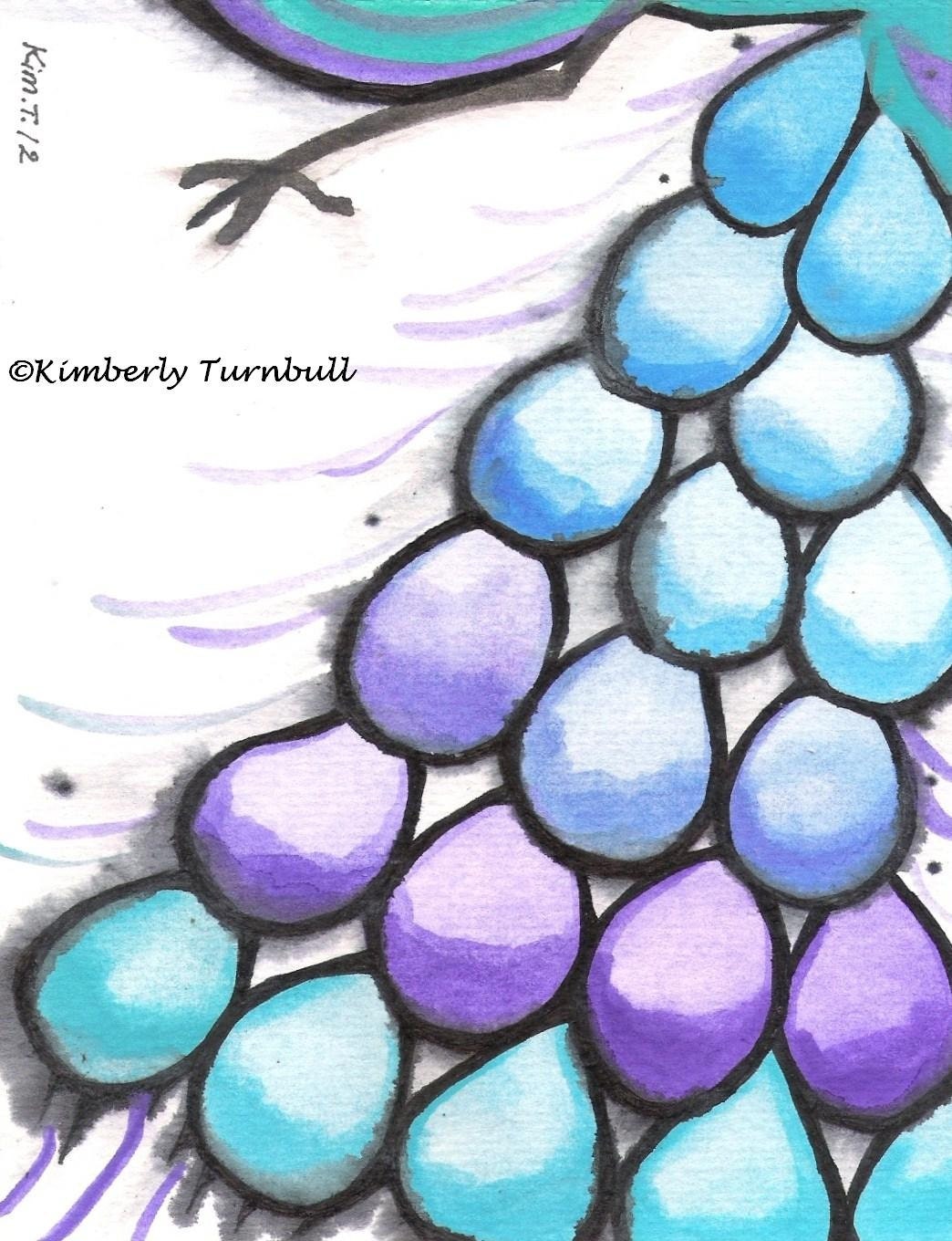 Peacock Tail Original Watercolour and Ink - Kim.T 12