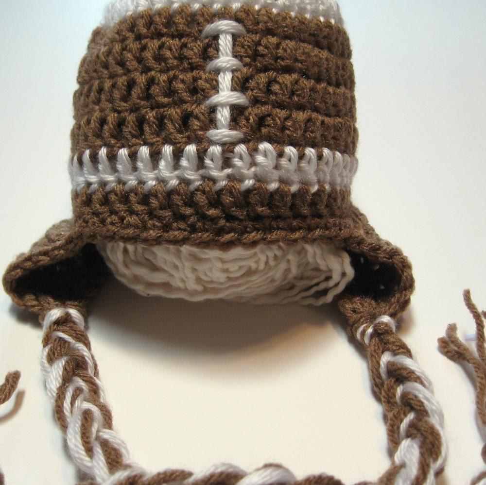 Newborn football ear flap hat. Ready to ship. Great photography prop.