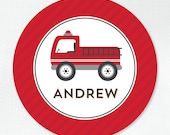 Personalized Melamine Plate - Fire Truck Il_170x135
