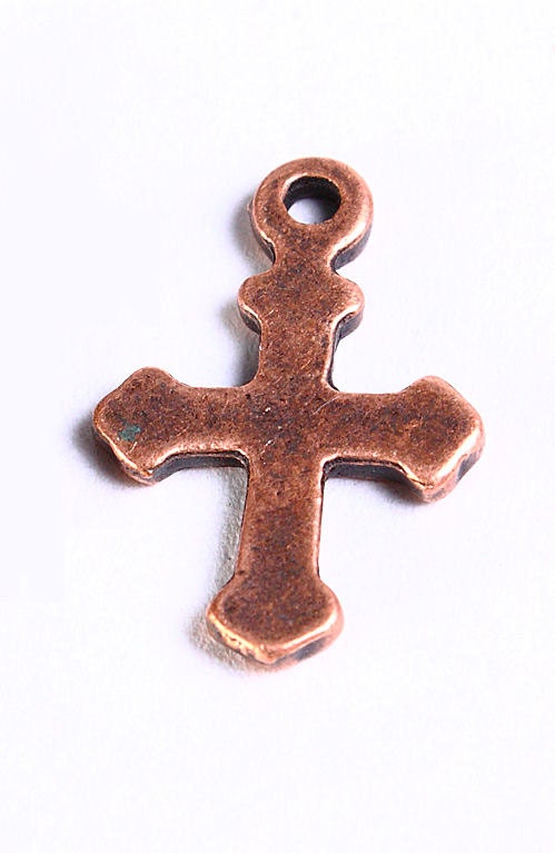 Spring sale - 10 cross charm pendant antique copper 19mm x 12mm 10pcs (718) - TheBeadsofDreams