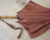 Vintage Italian UMBRELLA. ROSE MAUVE parasol. Bamboo handle - LaSartoria