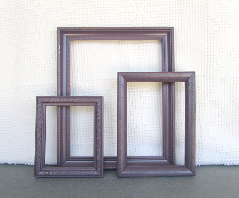 Ornate Purple Frames- Upcycled Painted OPEN frames set of 3 Purple gallery Wall Purple Grey White Jade Mint Modern Dorm Bedroom