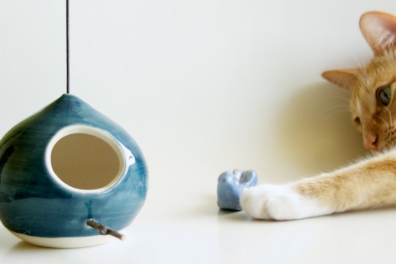 Ceramic Birdhouse in Teal