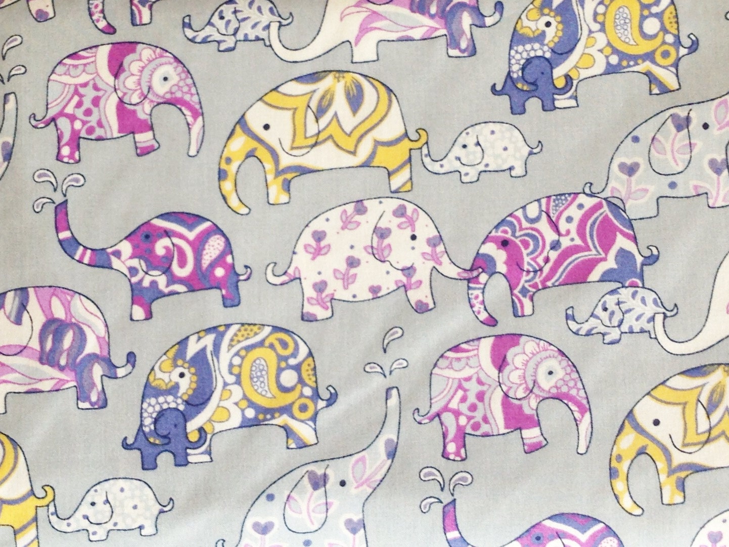 Paisley Elephant Fabric - 100% Cotton, Yardage