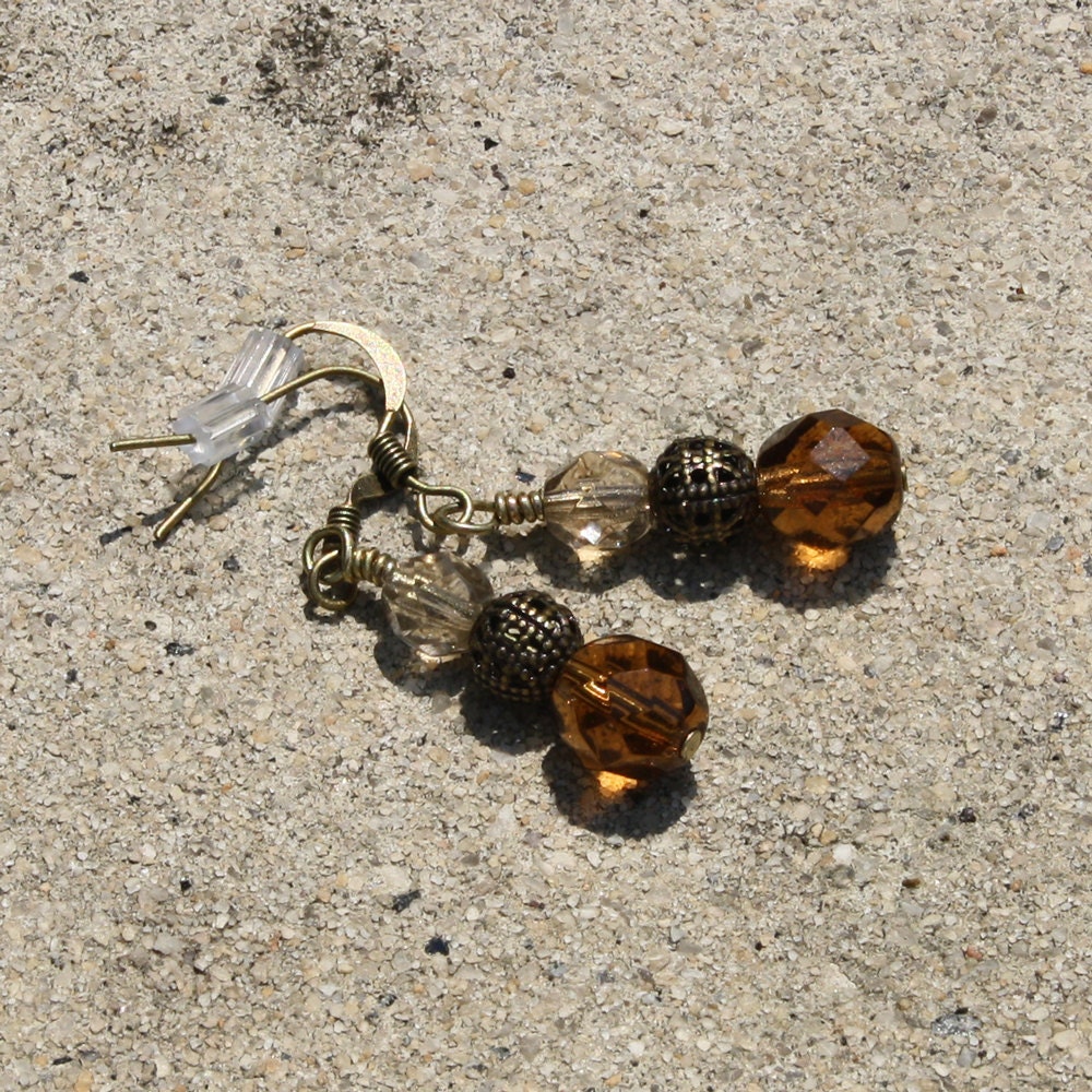 Fire Polished Czech Glass Bead Pierced Earrings 3637e