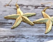 shiny golden starfish earrings