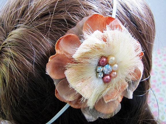 Flower Headband, Elastic Band Fits Any Size, Photography Prop, Wedding, Special Occasion