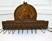 SALE - Was 40 - Vintage Horse Necktie Hanger - Syroco Wood Tie Holder