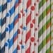 25 YOUR CHOICE Retro Vintage Striped Polka Dot Star Paper Straws