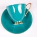 Vintage Royal Albert Footed Teacup Teal and Gold Bone China England Gaiety