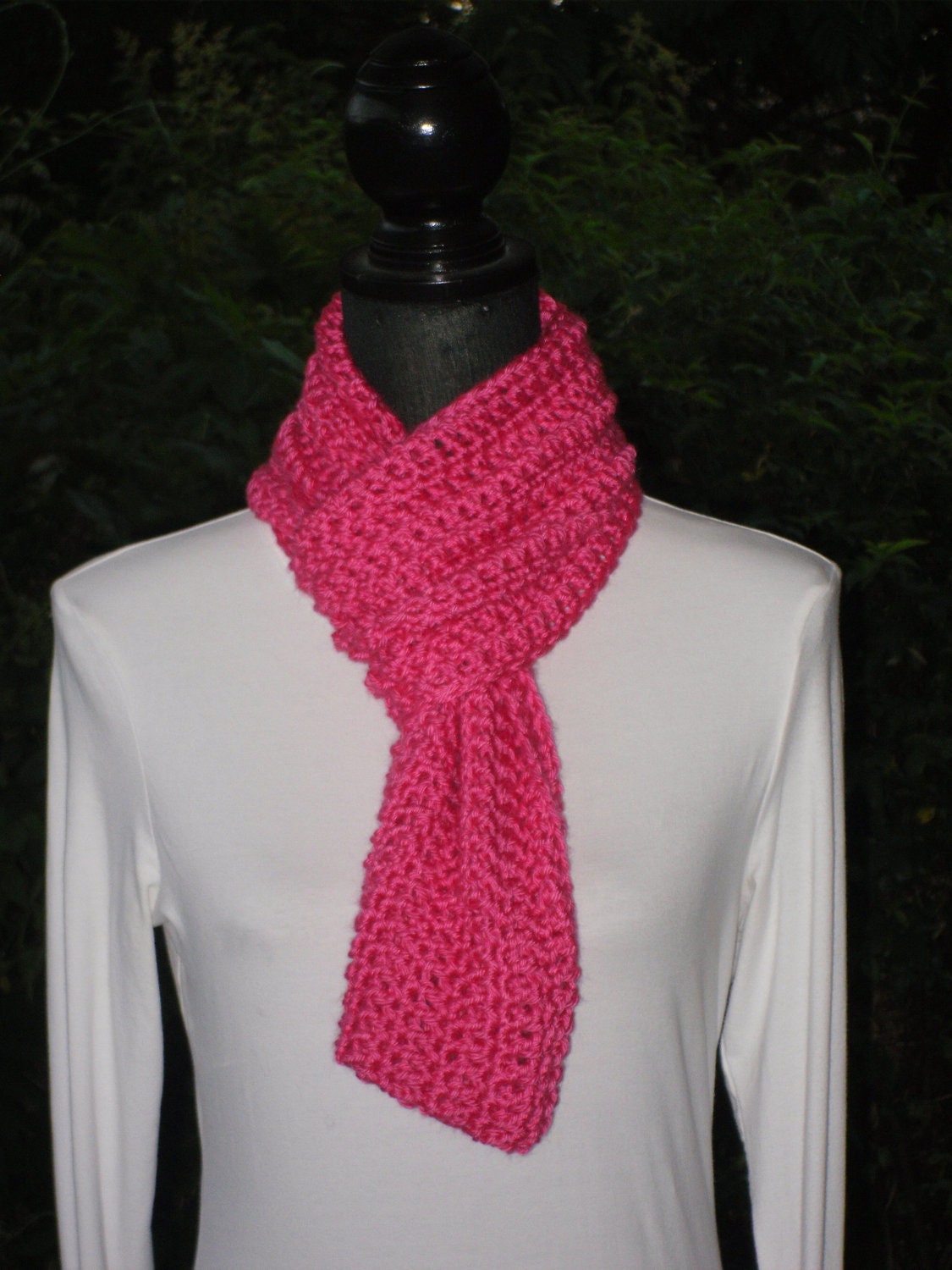 Infinity Eternity Cowl Neck Warmer Scarf Watermelon Hot Pink Cluster Crochet READY TO SHIP