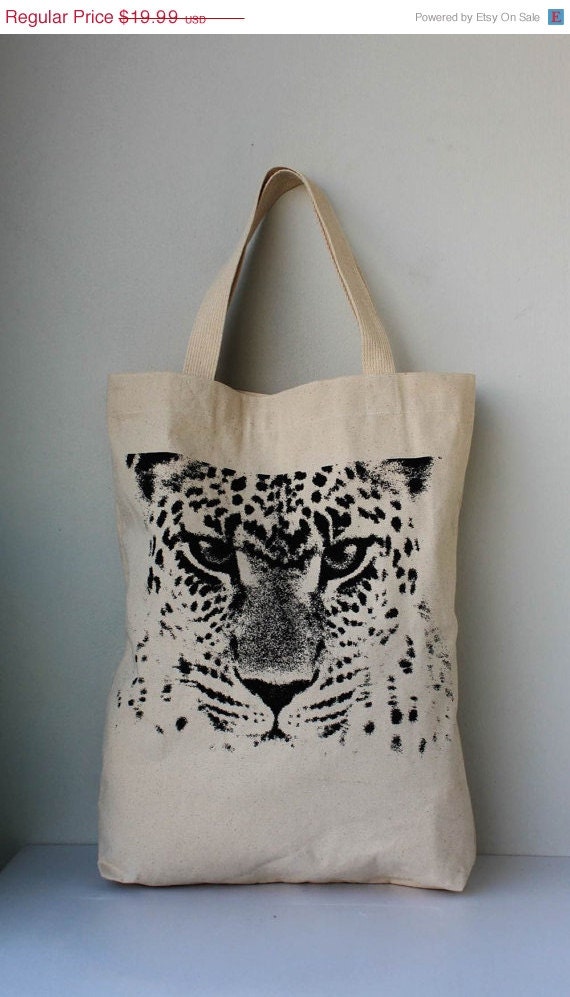 ON SALE Leopard Face Canvas tote bag/Diaper bag/Shopping bag/ Document bag /Market Bag.