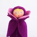 Waldorf Toy - Violet Felt Doll - Purple Flower Decoration