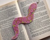 Pink Fabric Bookmark, Snake Bookmark, Snake