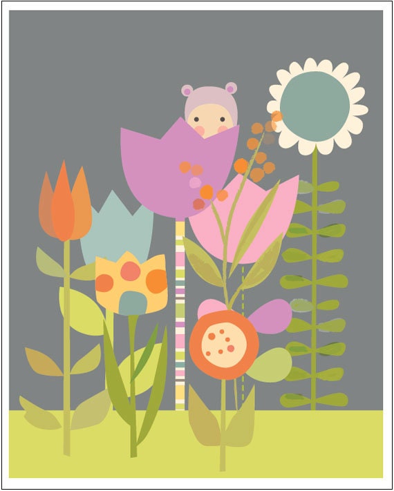 garden baby 8 x 10 wall art. original illustration