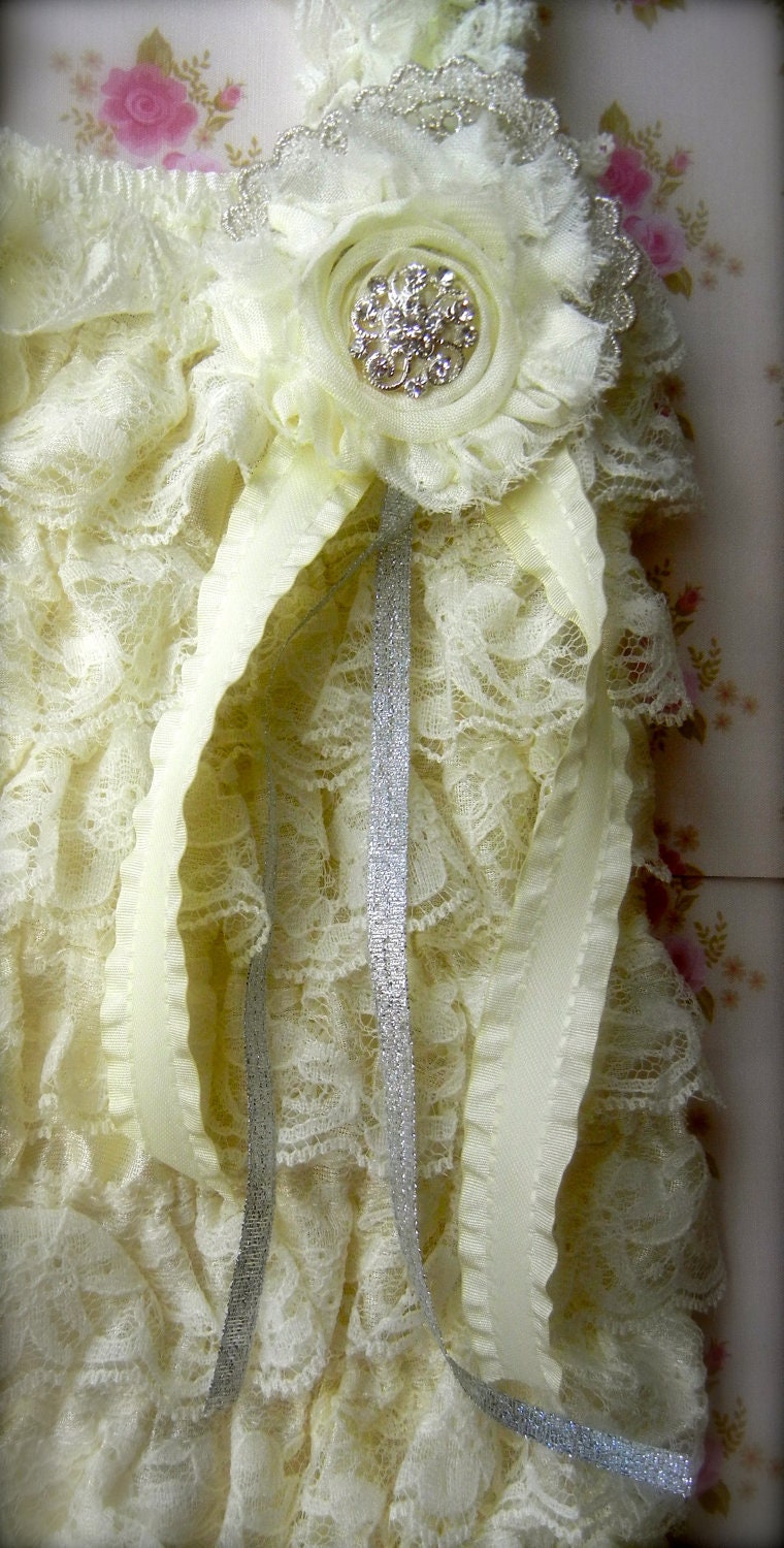 Ivory Lace Embellished Petti Romper